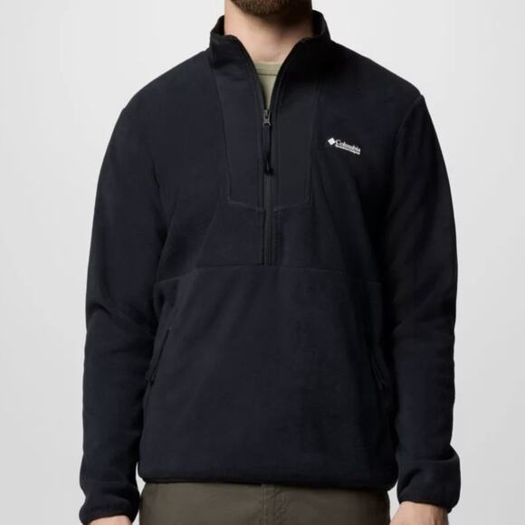 Columbia 1/2 Fleece Sweater Size Medium Mens Black Sequoia Grove $60 - Picture 2 of 16